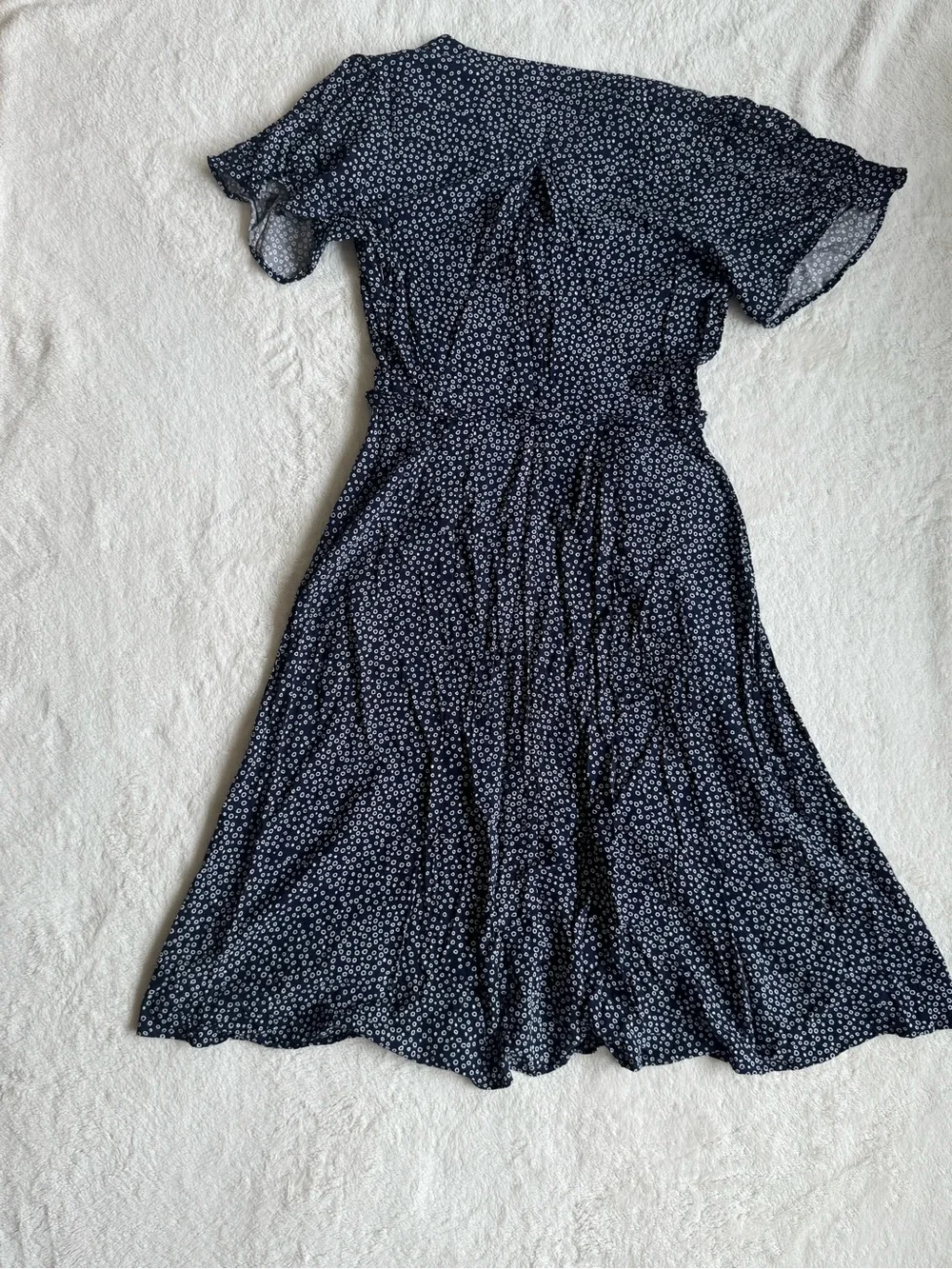 DownEast Navy & White Ditsy Floral Midi Dress — Medium
